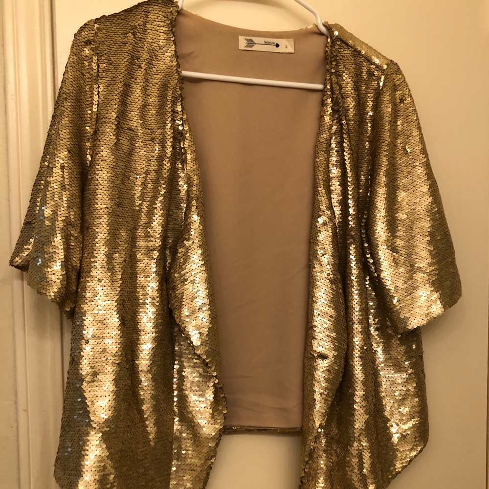 Loose fitted Gold Sequined Cardigan